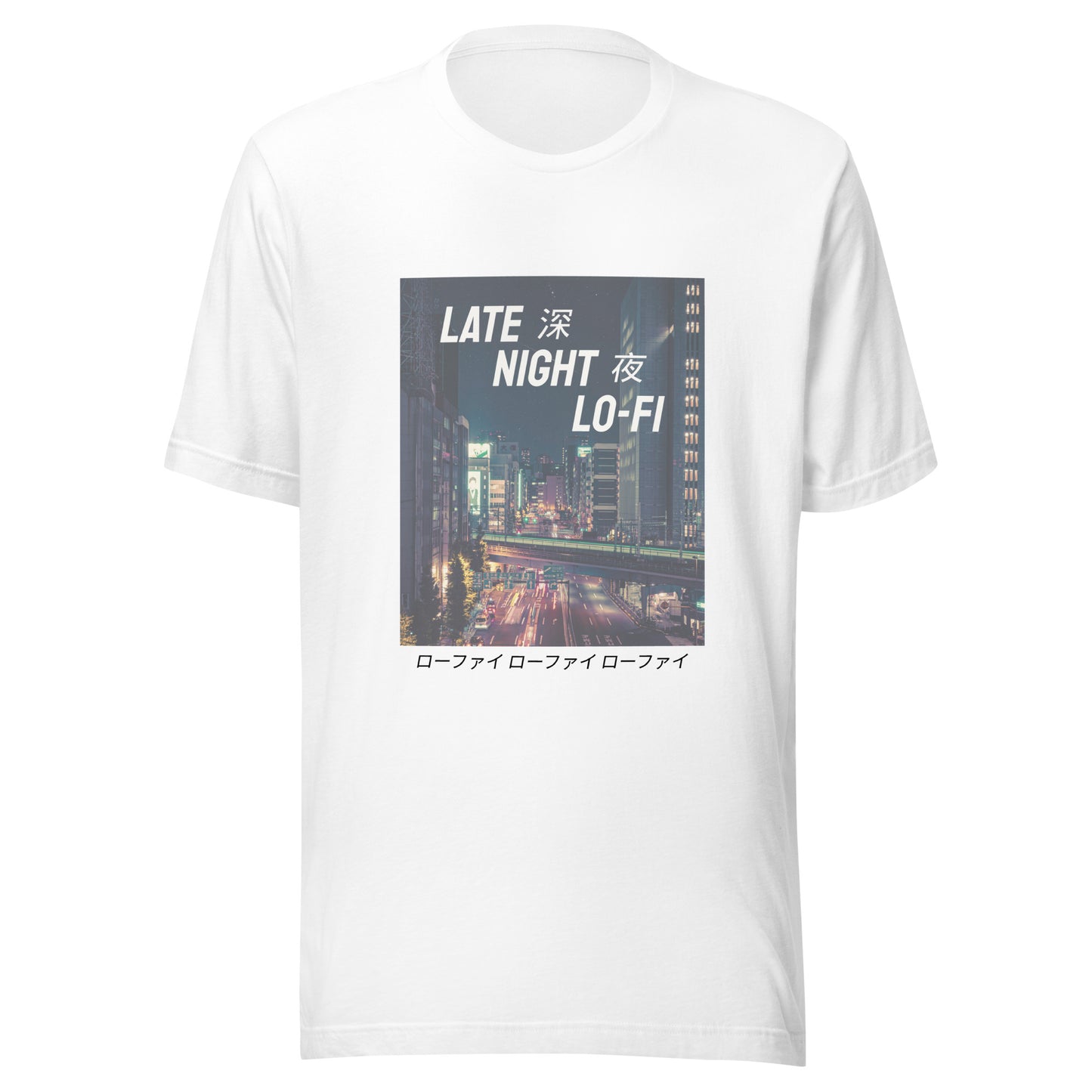Late Night Lo-Fi City Life White Vaporwave Soft Tee T-Shirt