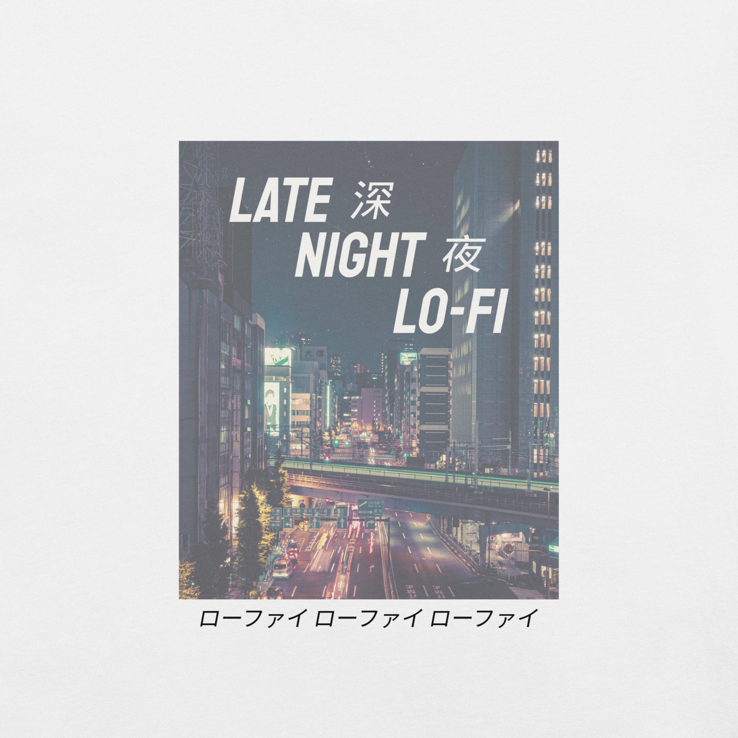 Late Night Lo-Fi City Life White Vaporwave Soft Tee T-Shirt